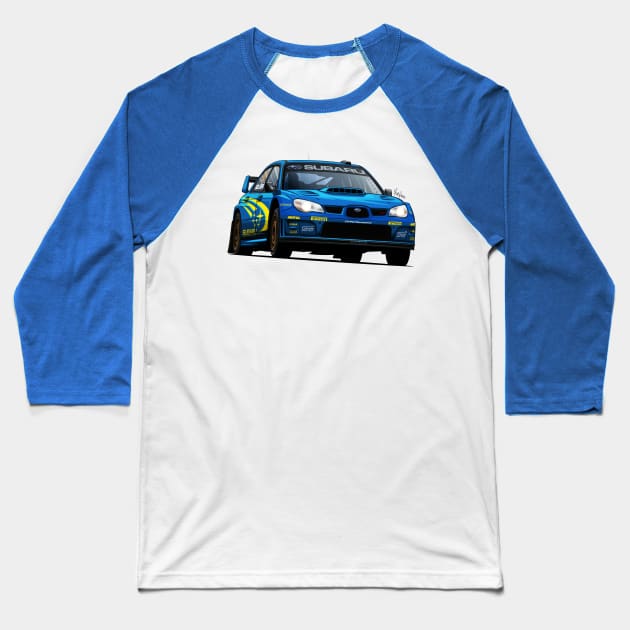 Subaru Impreza S12B WRC Baseball T-Shirt by Mario Ramos Rally Art